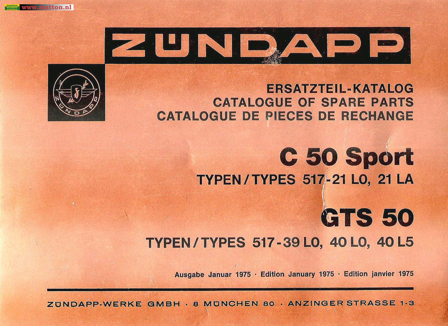 6860260 Parts Catalogue Zundapp 517