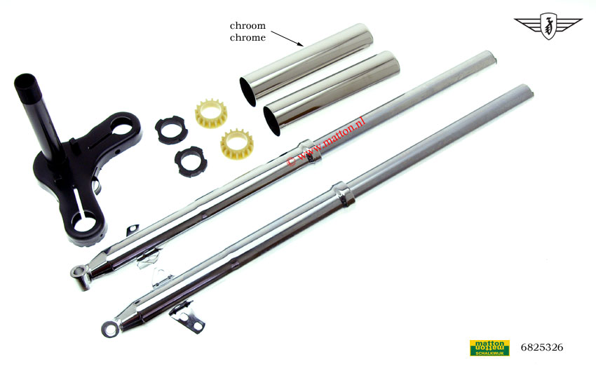 6825326 Frontforkset chrome with chrome bushes Zundapp 517 6825326 Frontforkset chrome with chrome bushes Zundapp 517