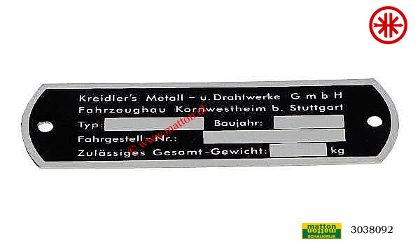 3038092 Frame type plaatje Kreidler oud type 3038092 Frame type plaatje Kreidler oud type