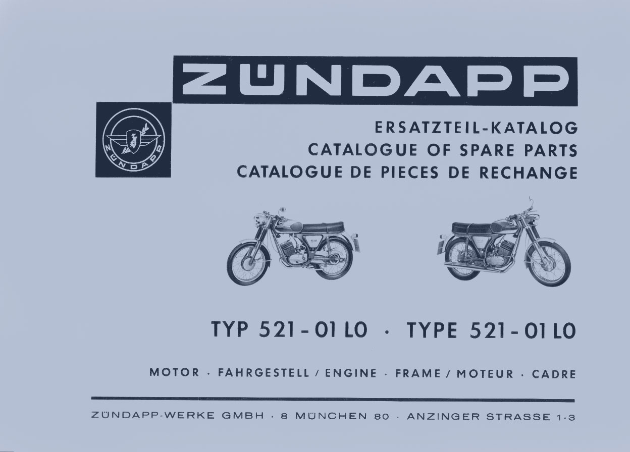 6860298 Onderdelenboek Zundapp 521 6860298 Onderdelenboek Zundapp 521