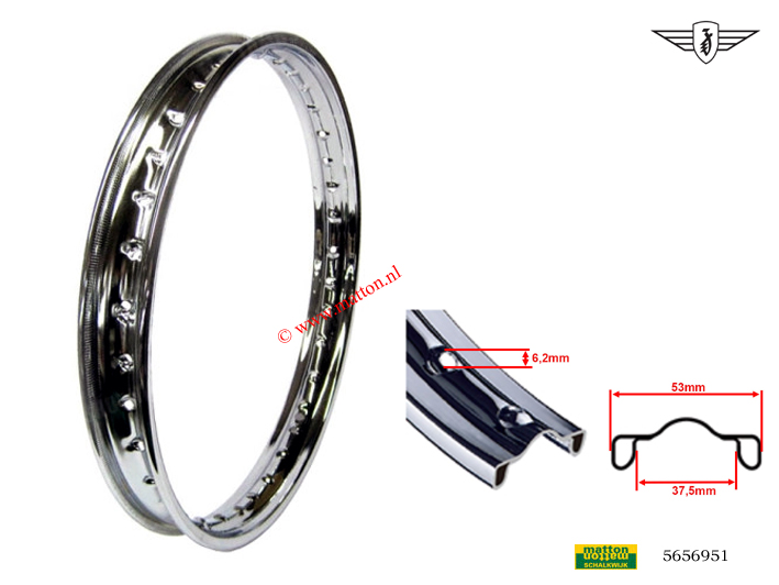 5656951 Rim 19 x 1.50 chrome Zundapp 5656951 Rim 19 x 1.50 chrome Zundapp
