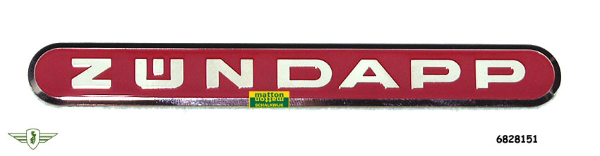 6828162 Tankembleem Zundapp smal alu rood