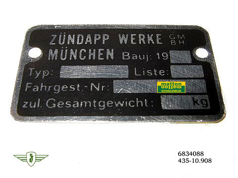 6834088 9002 Frameplaatje Zundapp 1980