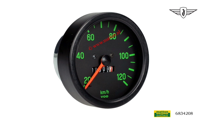 6834208 Tellerklok 80mm 120 km/h zwart/groen Zundapp 6834208 Tellerklok 80mm 120 km/h zwart/groen Zundapp
