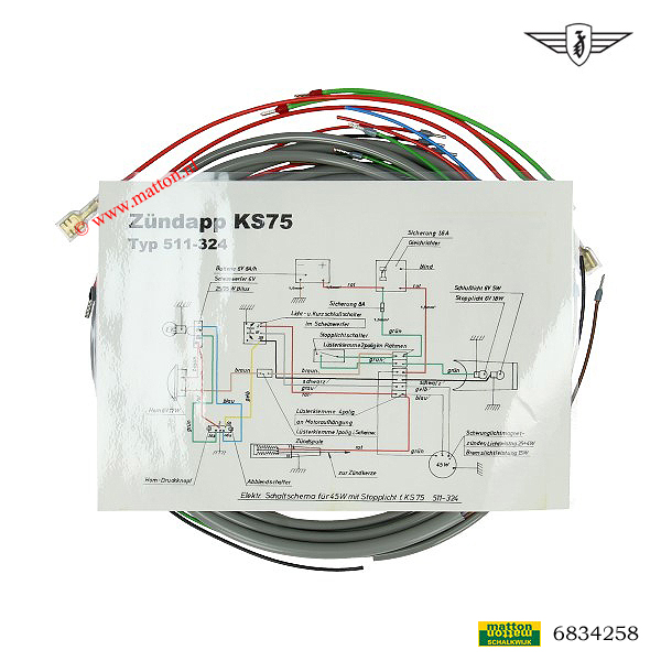 6834258 Hauptkabelsatz grau Zundapp KS75 511 6834258 Hauptkabelsatz grau Zundapp KS75 511