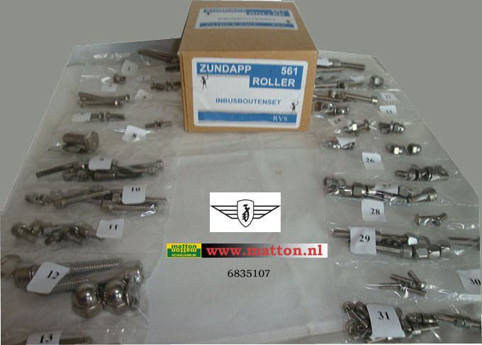 6835107 Inbus boutenset RVS Zundapp 561 Roller 6835107 Inbus boutenset RVS Zundapp 561 Roller