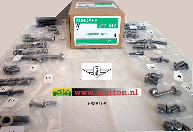6835108 Inbus bolkop boutenset RVS Zundapp 517-518 6835108 Inbus bolkop boutenset RVS Zundapp 517-518