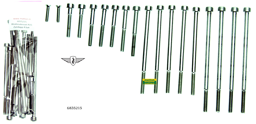 6835215 0501 Blokboutenset inbus RVS Zundapp 4V 6835215 0501 Blokboutenset inbus RVS Zundapp 4V