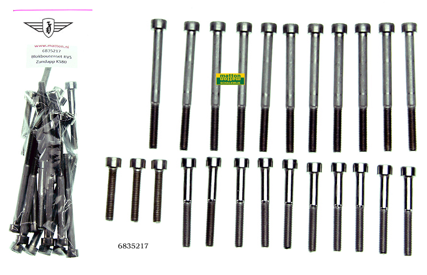 6835217 Blokboutenset inbus RVS Zundapp KS80 6835217 Blokboutenset inbus RVS Zundapp KS80