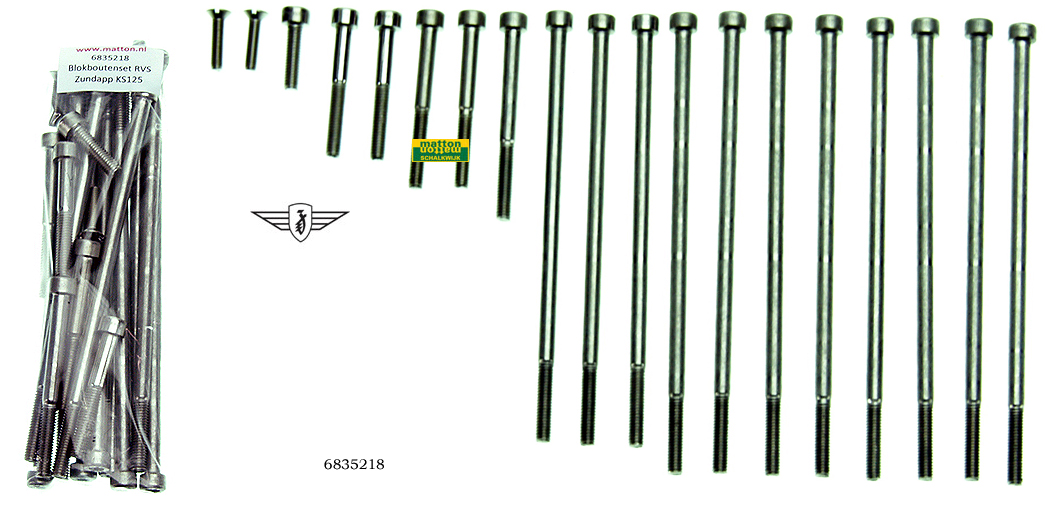 6835218 Blokboutenset inbus RVS Zundapp KS125 6835218 Blokboutenset inbus RVS Zundapp KS125