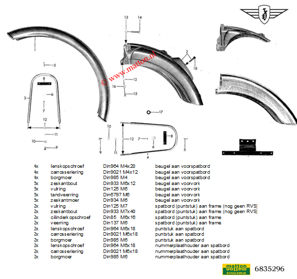 6835296 Zundapp 517 Fenders front and rear