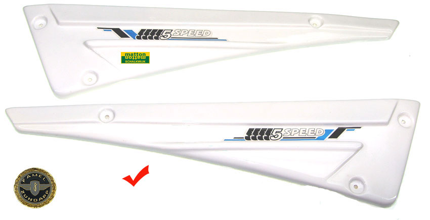 8600821 Zijplaat rechts wit Zundapp Famel Flash